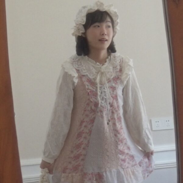 axes femme patchwork jumper skirt with rose floral patterns and lace - 图片 4
