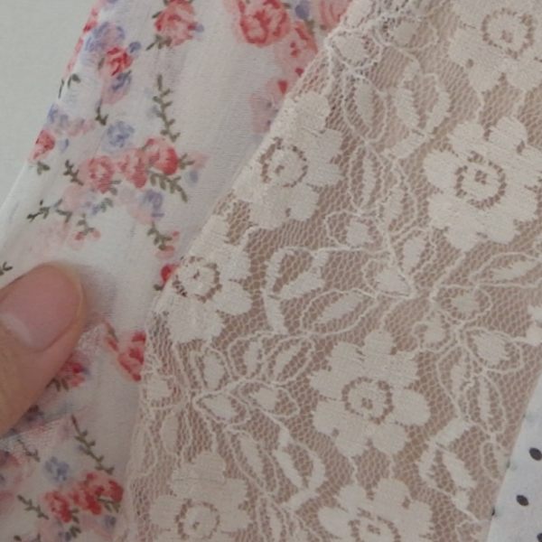 axes femme patchwork jumper skirt with rose floral patterns and lace - 图片 6