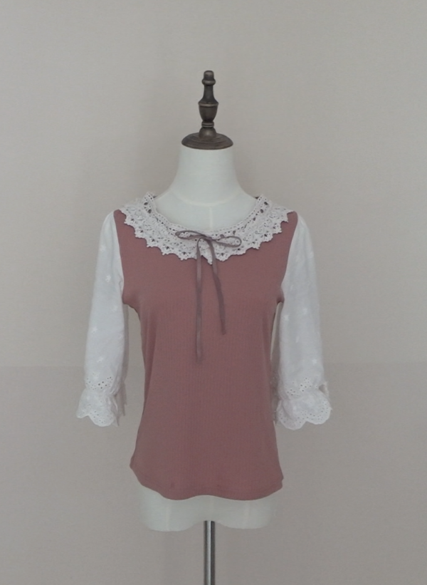 axes femme pink-and-white spliced top - 图片 5