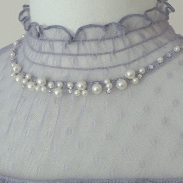 axes femme lavender polka-dot tulle top with beads - 图片 6