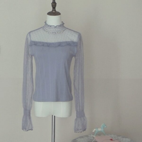 axes femme lavender polka-dot tulle top with beads - 图片 5