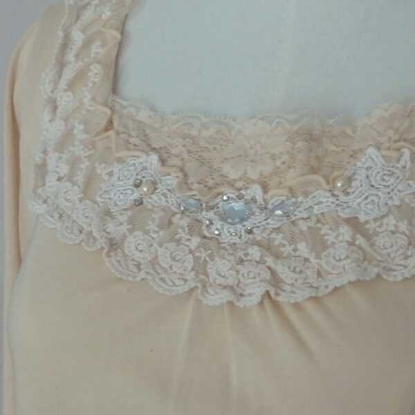 axes femme vintage rose buttons and lace top - 图片 7