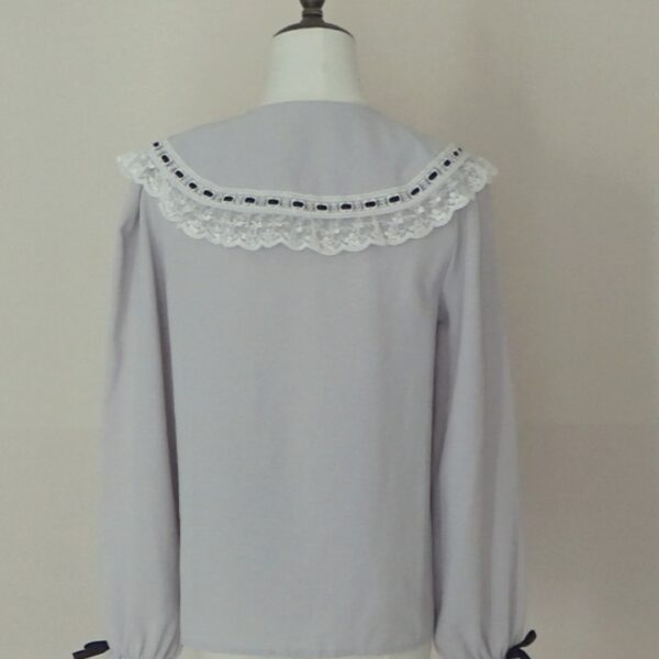 Dear my love light grey long-sleeved blouse - 图片 6