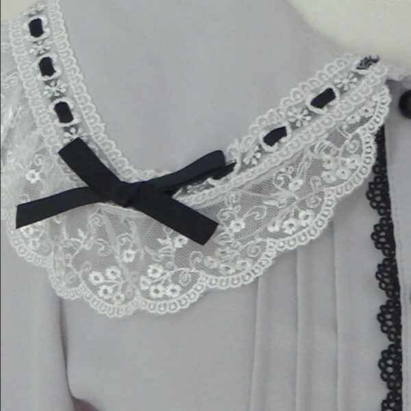 Dear my love light grey long-sleeved blouse - 图片 7