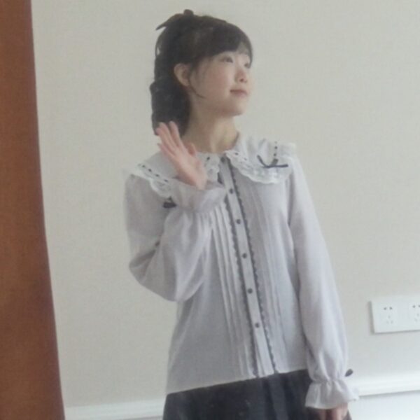 Dear my love light grey long-sleeved blouse - 图片 3