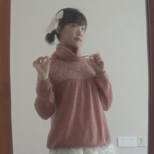 axes femme sweet orange-pink top with rose lace and ribbon - 图片 4