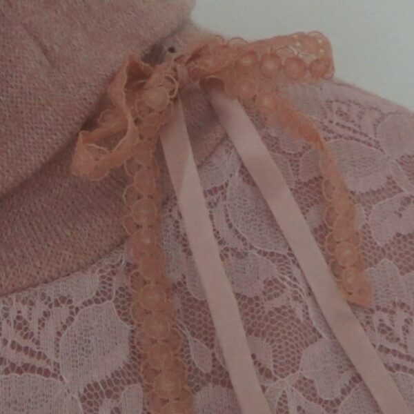 axes femme sweet orange-pink top with rose lace and ribbon - 图片 6