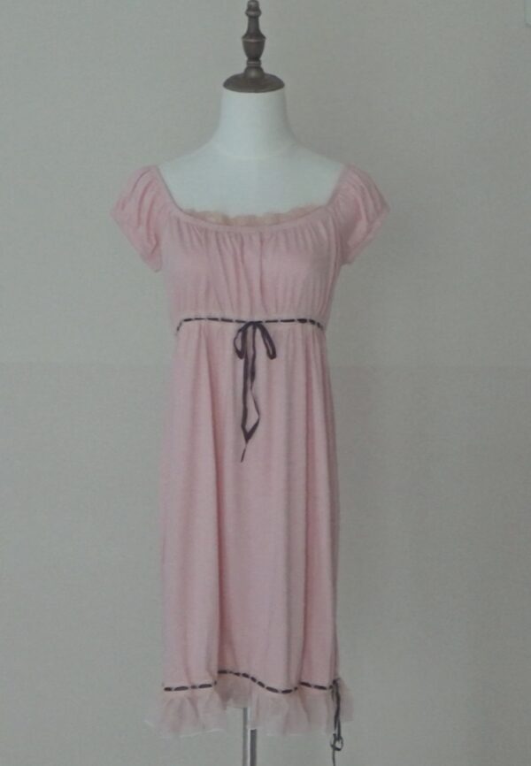 Japanese balletcore lotus pink ribbon dress - 图片 5