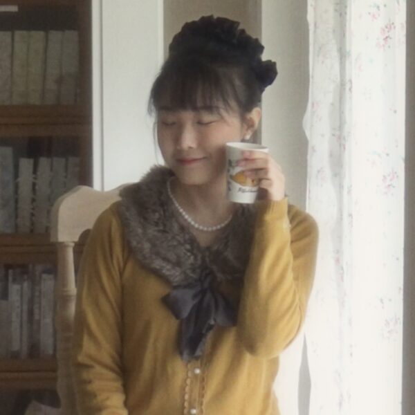 axes femme ginger fluffy collar sweater/sweet blue checkered skirt - 图片 2