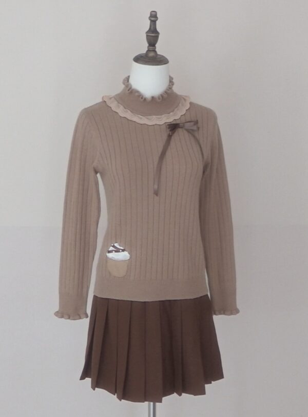 Remake axes femme balletcore mocha pattern patchwork knit - 图片 5