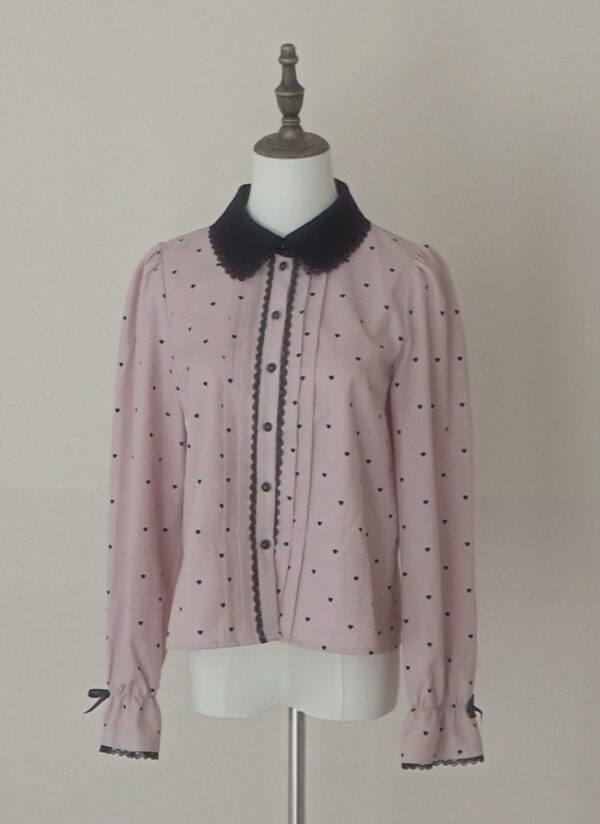 Dear my love pinkish purple accordion polka dot blouse - 图片 5