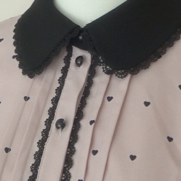 Dear my love pinkish purple accordion polka dot blouse - 图片 6