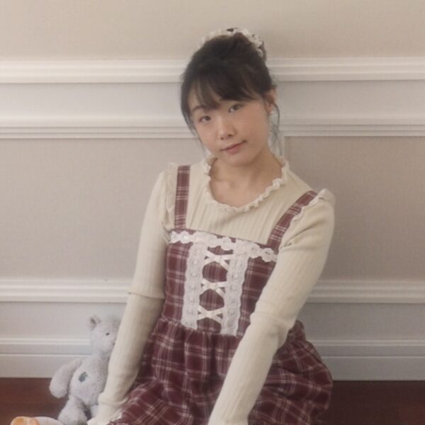 axes femme Autum Witer balletcore red brown checkered jumper dress - 图片 2