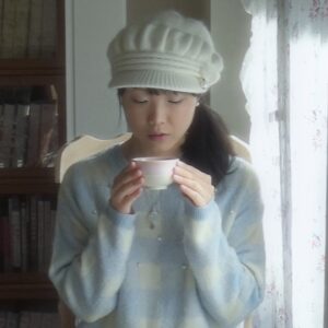 Tralala college style checkered sweater decorated with pearls